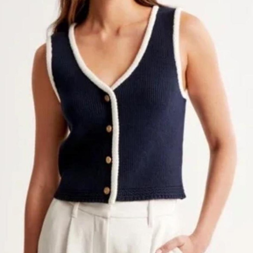 Abercrombie & Fitch Navy Cardigan with White Edging